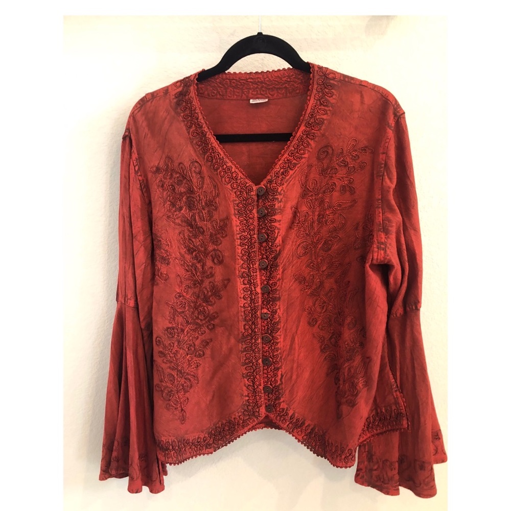 Lg Red Unique Hippie Top